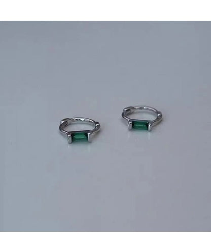925 Sterling Silver Huggie Rhinestone Earring