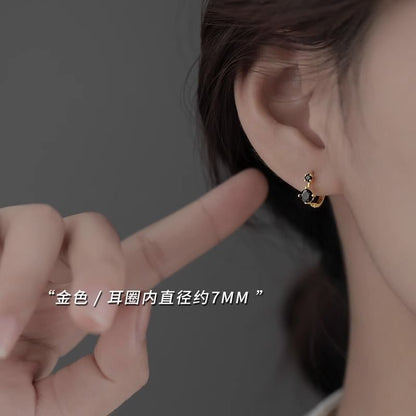 Rhinestone Sterling 925 Huggie Earring Silver