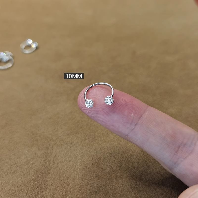 Rhinestone Earring Huggie Open