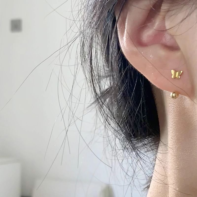 Earring Butterfly 925 Silver Barbell Sterling