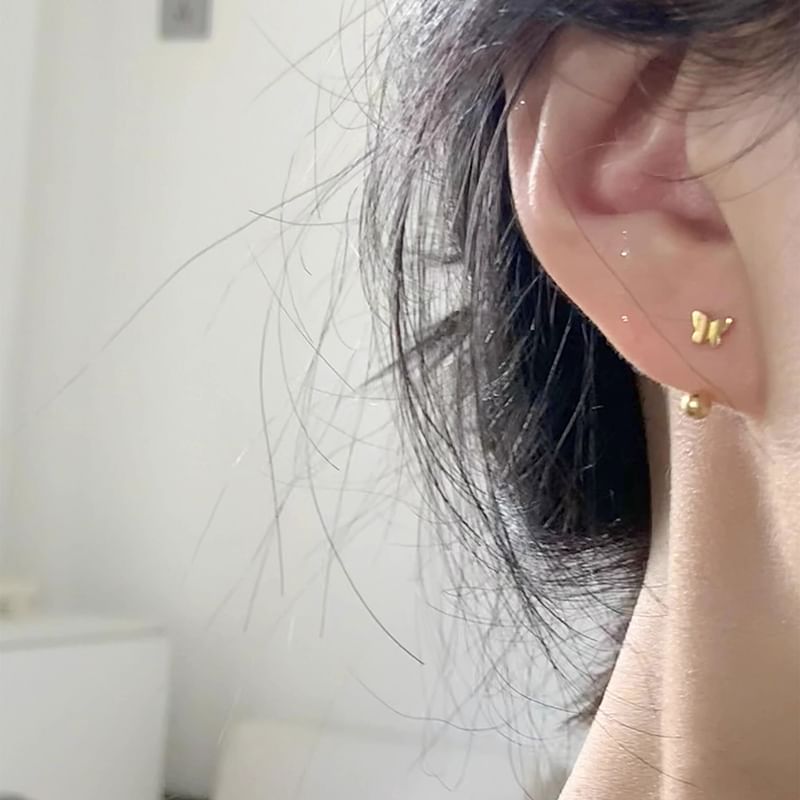 Earring Butterfly 925 Silver Barbell Sterling