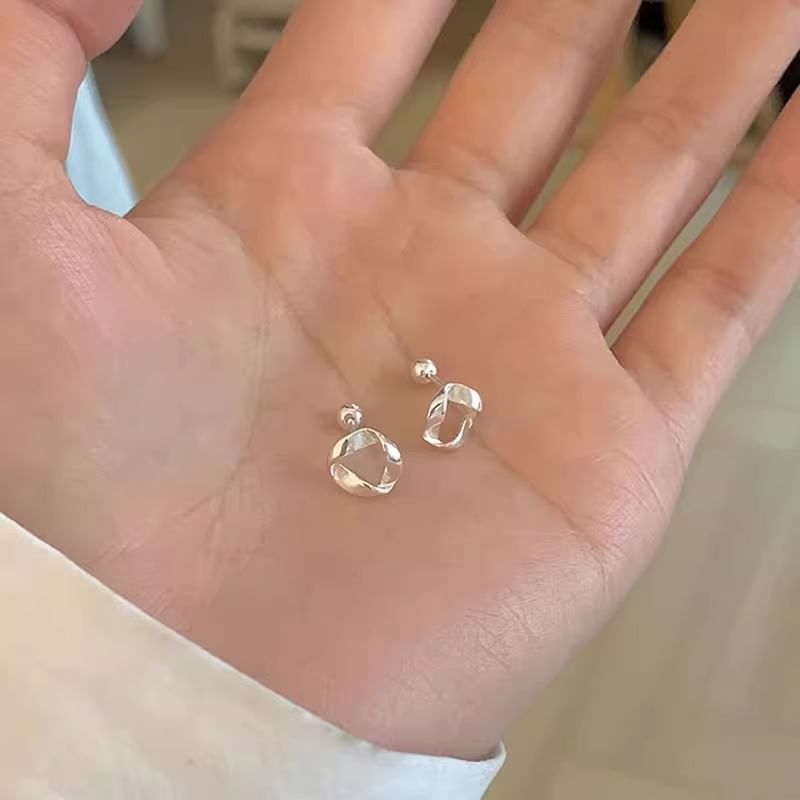 Sterling Twisted 925 Silver Earring Barbell