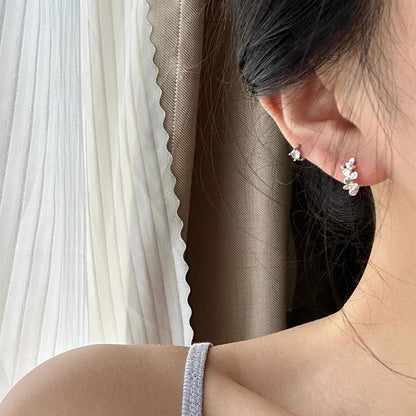 Earring Huggie Silver 925 Floral Sterling