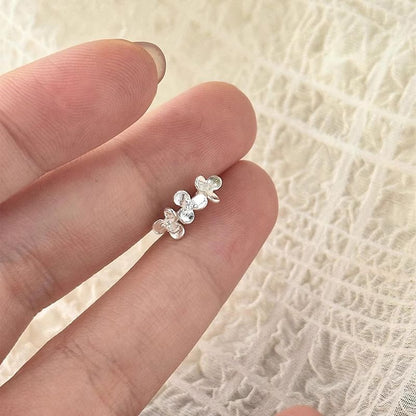 Earring Huggie Silver 925 Floral Sterling