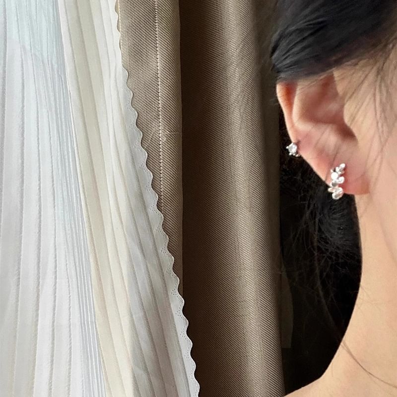 Earring Huggie Silver 925 Floral Sterling