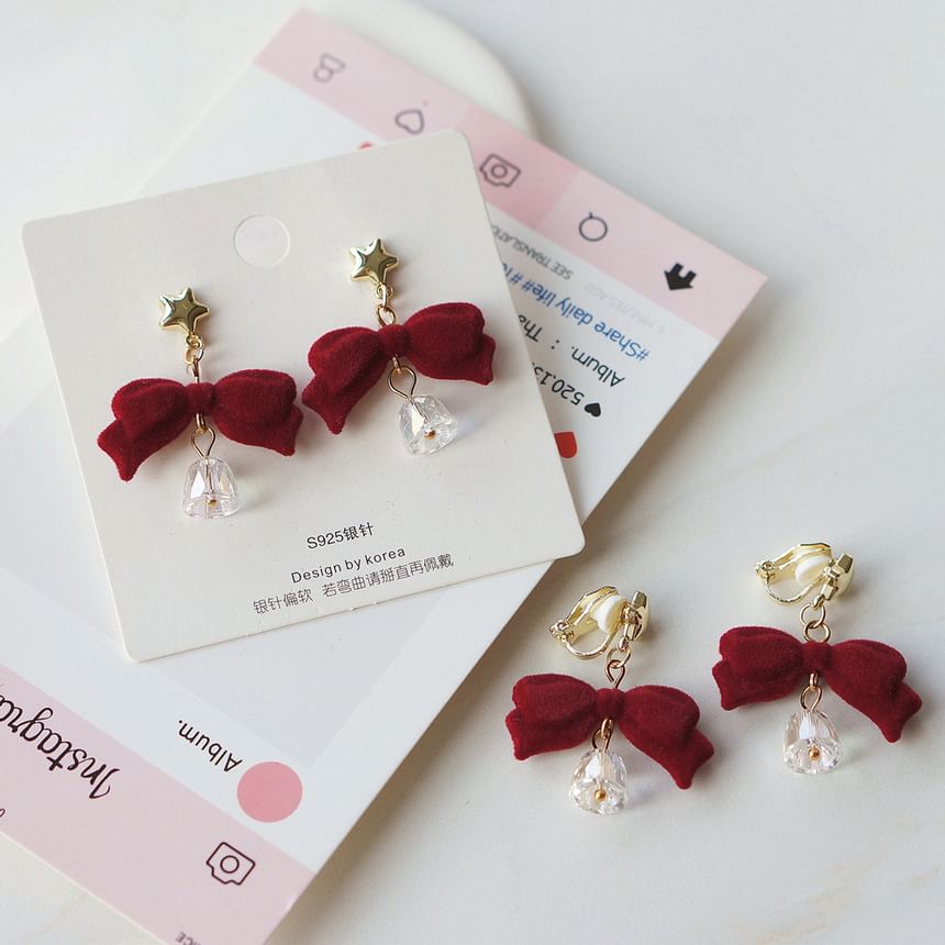 Dangle Flocking Bow Earring Alloy Bell