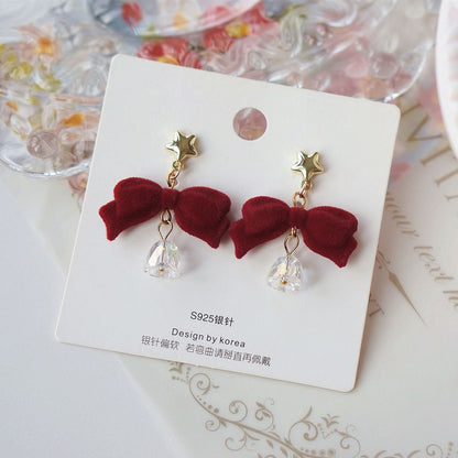 Dangle Flocking Bow Earring Alloy Bell