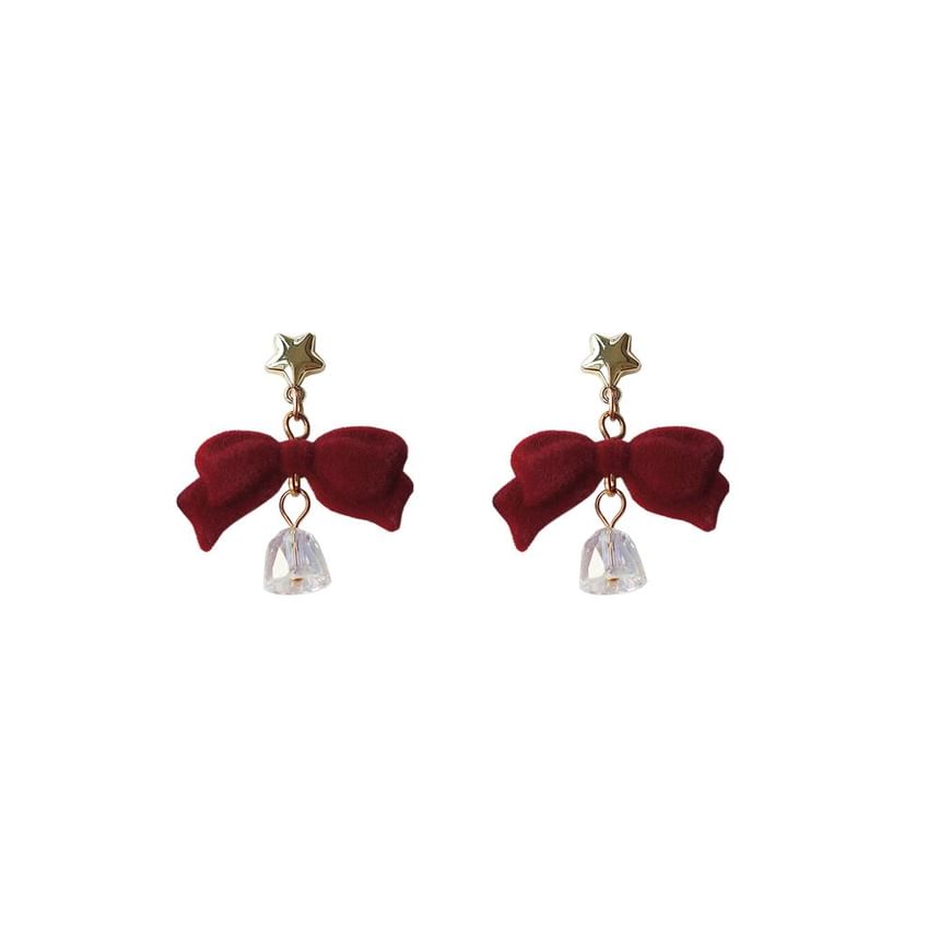 Dangle Flocking Bow Earring Alloy Bell