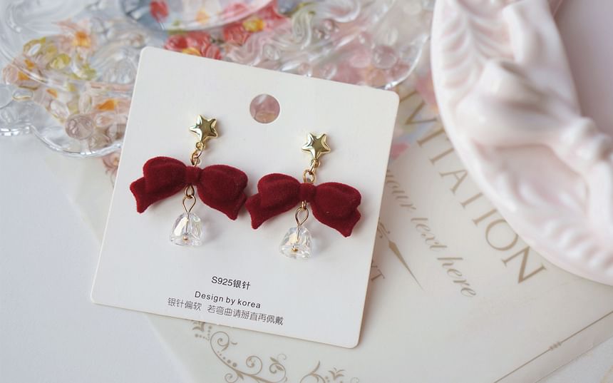 Dangle Flocking Bow Earring Alloy Bell