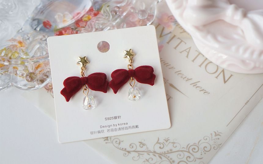 Dangle Flocking Bow Earring Alloy Bell