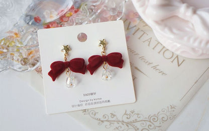 Dangle Flocking Bow Earring Alloy Bell