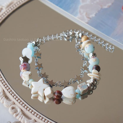 Alloy Layered Star Faux Resin Gemstone Bracelet Bead