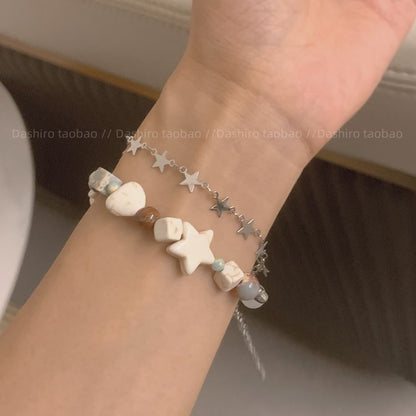 Alloy Layered Star Faux Resin Gemstone Bracelet Bead