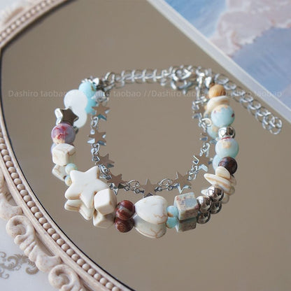 Alloy Layered Star Faux Resin Gemstone Bracelet Bead