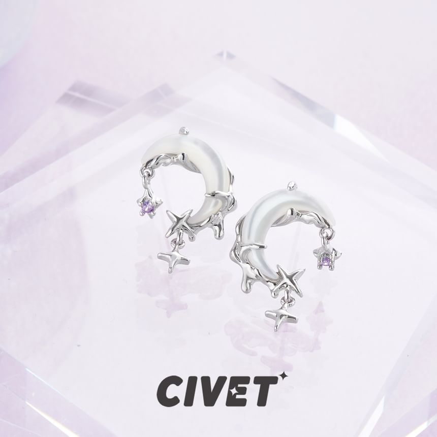 Moon / Alloy Cuff Rhinestone Star Ear Drop Earring