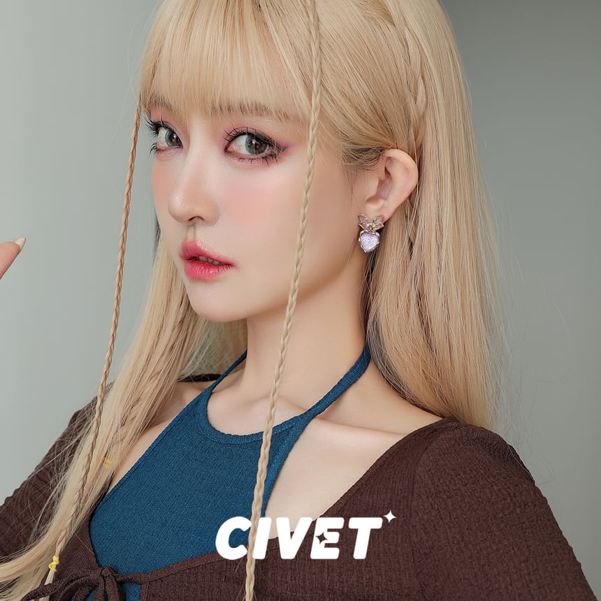 Earring Drop Heart Alloy Bow