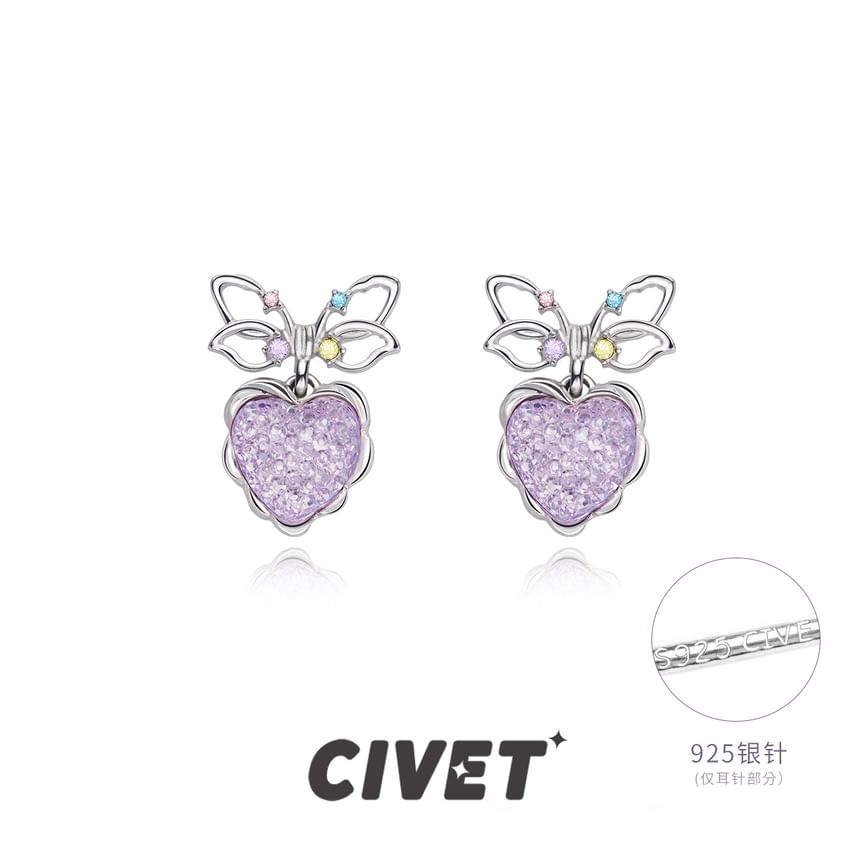 Earring Drop Heart Alloy Bow