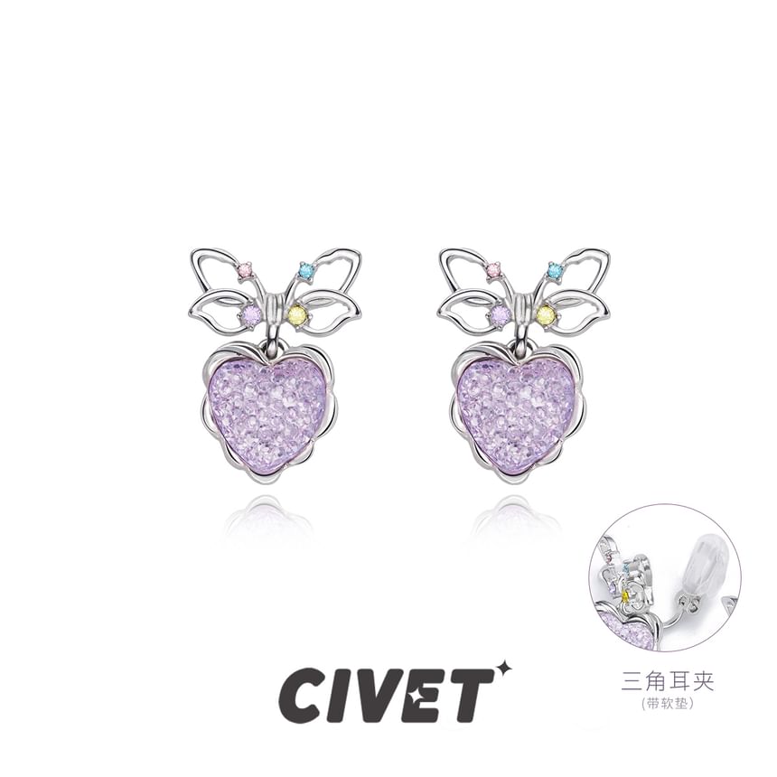 Earring Drop Heart Alloy Bow