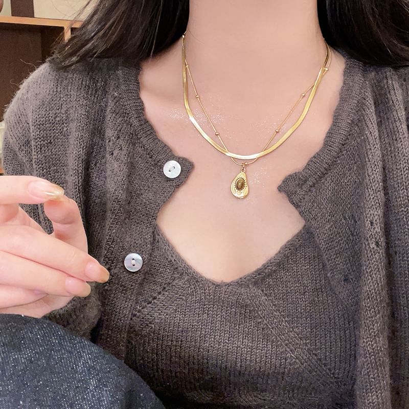 Necklace Snakebone / Pendant Set Stone