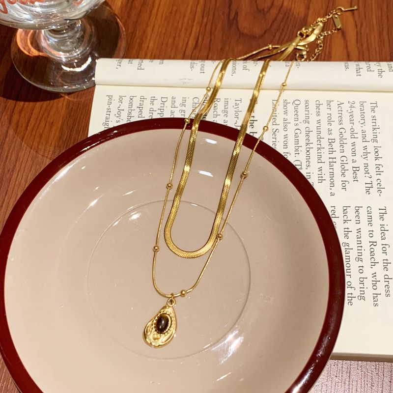 Necklace Snakebone / Pendant Set Stone