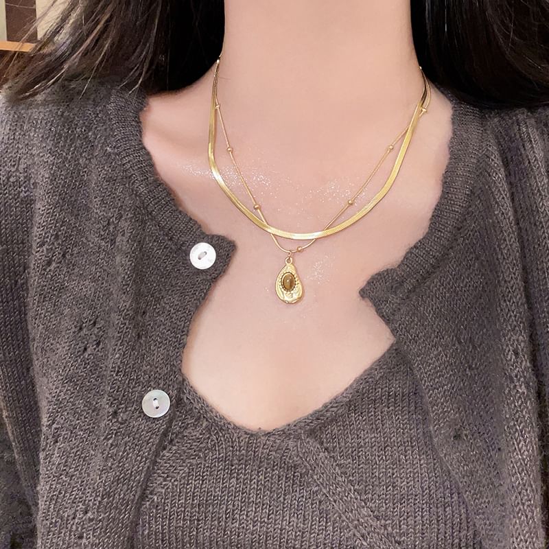 Necklace Snakebone / Pendant Set Stone