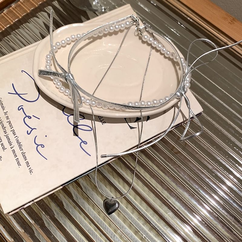 Heart / Set Necklace Braded Layered