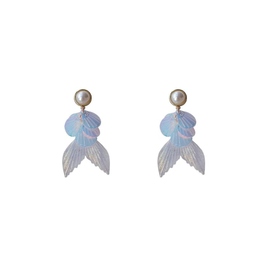 / Faux Mermaid Tail Earring Pearl Drop Clip-On