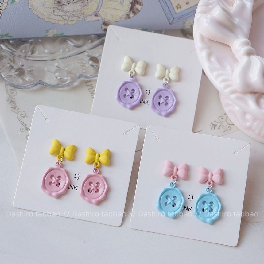 Clip-On Button Earring / Bow Drop