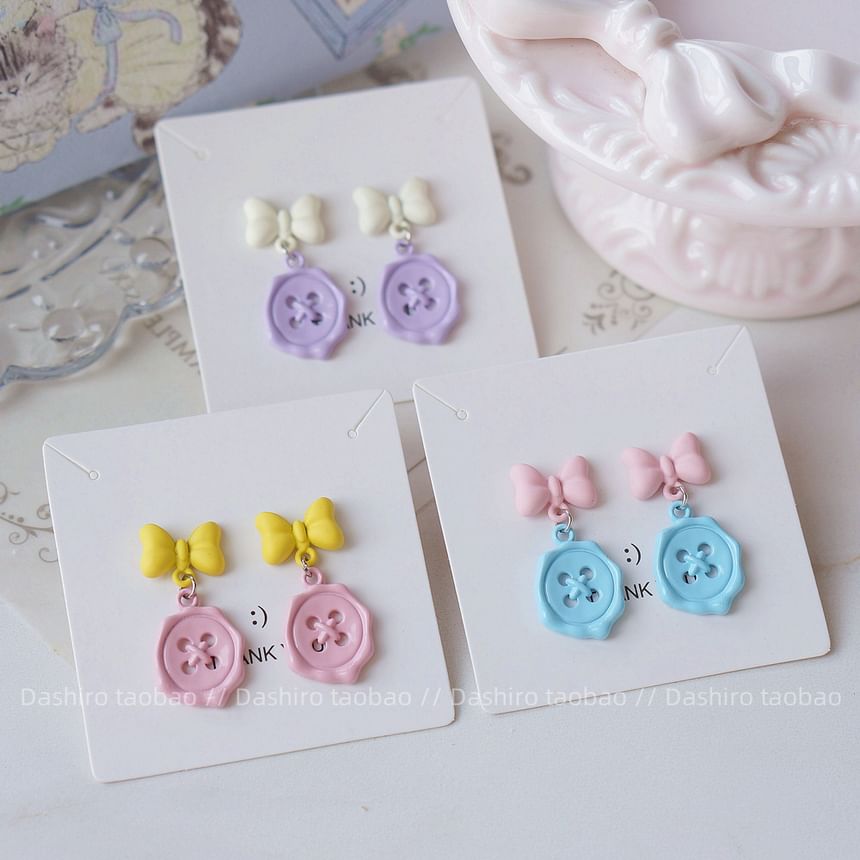 Clip-On Button Earring / Bow Drop