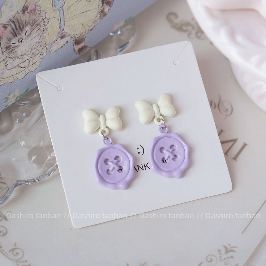 Clip-On Button Earring / Bow Drop