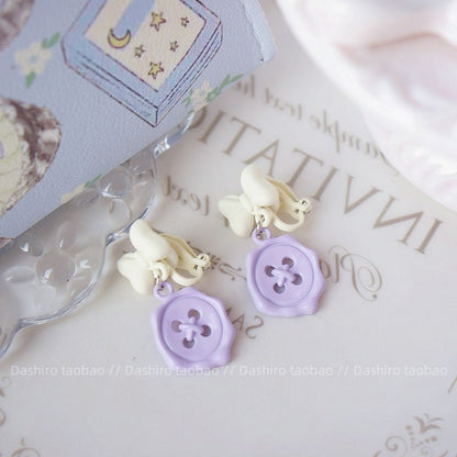 Clip-On Button Earring / Bow Drop