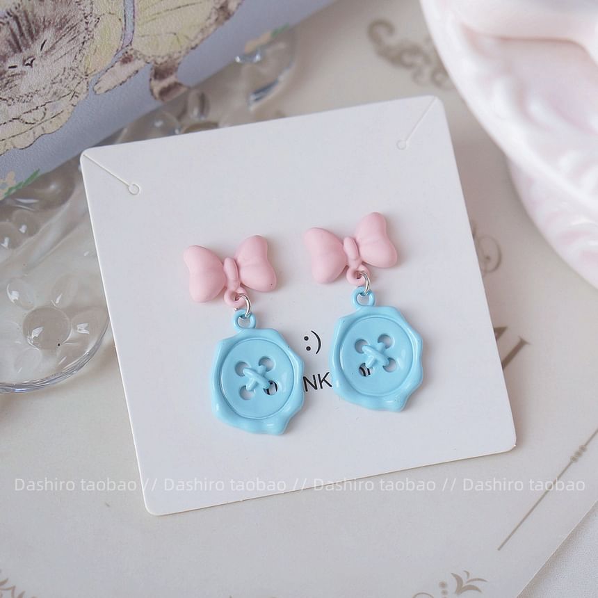 Clip-On Button Earring / Bow Drop