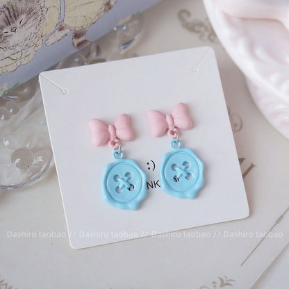 Clip-On Button Earring / Bow Drop