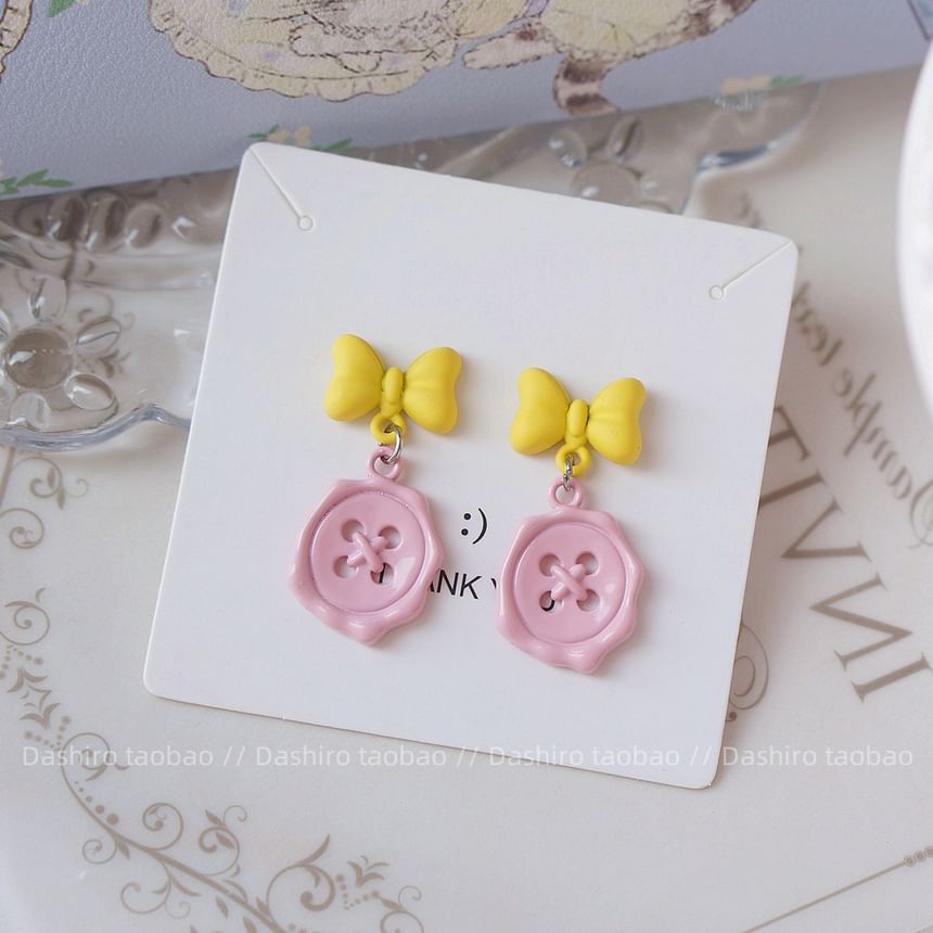 Clip-On Button Earring / Bow Drop
