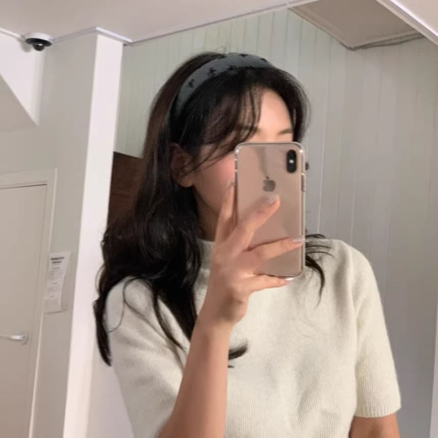 Embroidered Bow Headband Fabric