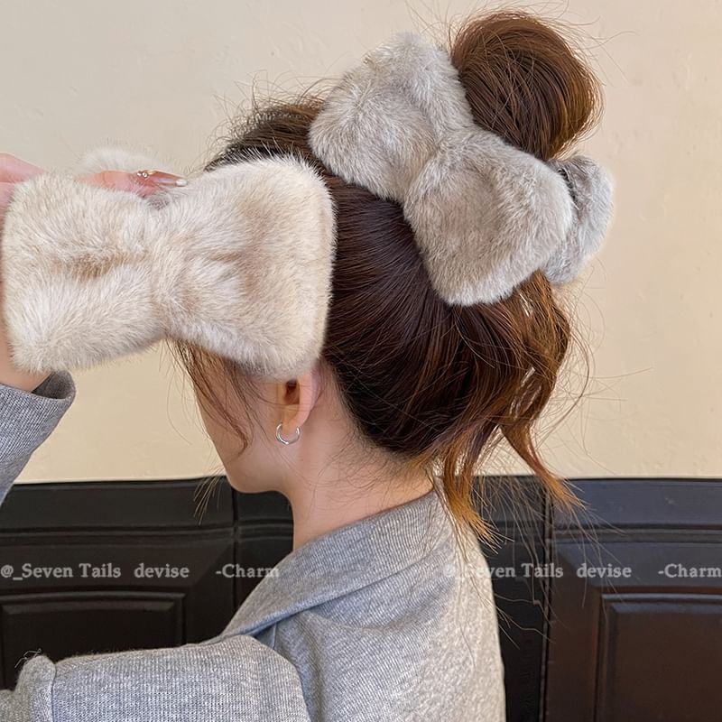 Bow Claw Clip Hair Chenille