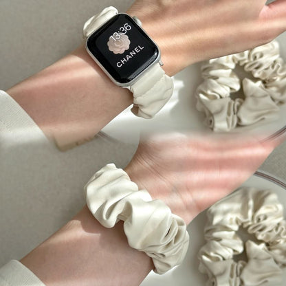 Shirred Leather Apple Watch Band Faux