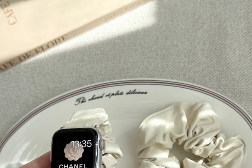 Shirred Leather Apple Watch Band Faux