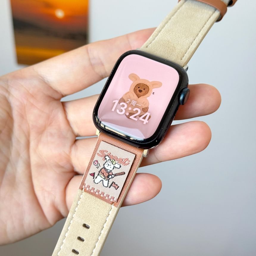 Genuine Watch Apple Band Animal Leather Embroidered