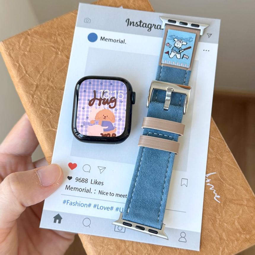 Genuine Watch Apple Band Animal Leather Embroidered