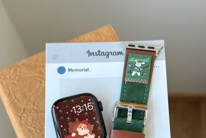 Genuine Watch Apple Band Animal Leather Embroidered