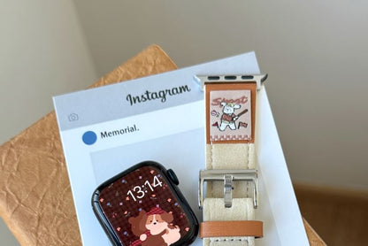 Genuine Watch Apple Band Animal Leather Embroidered