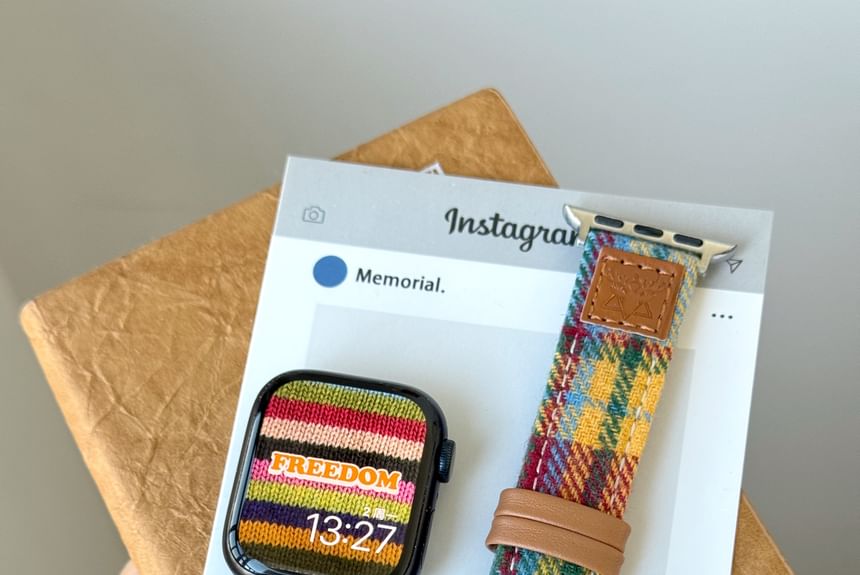 Plaid Fabric Apple Watch Band