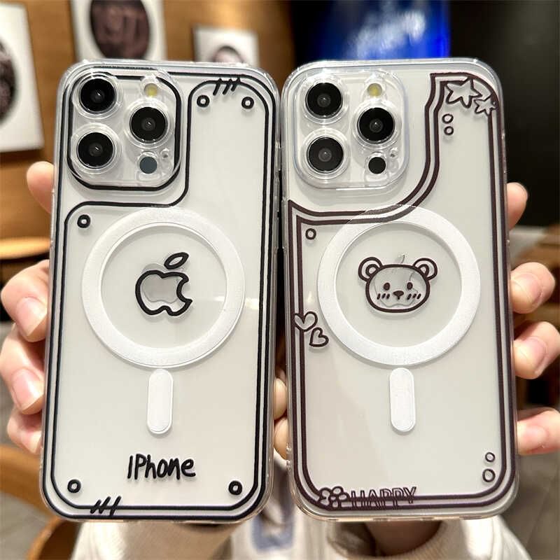 with Case Magnetic Bear (Compatible MagSafe) Phone