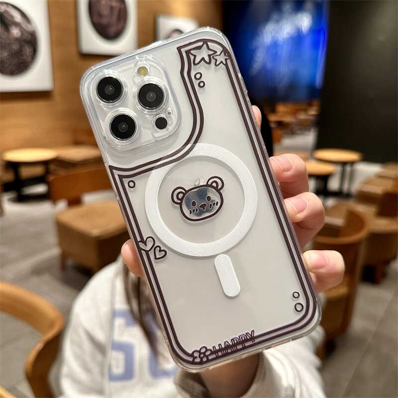 with Case Magnetic Bear (Compatible MagSafe) Phone