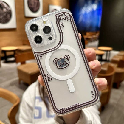 with Case Magnetic Bear (Compatible MagSafe) Phone