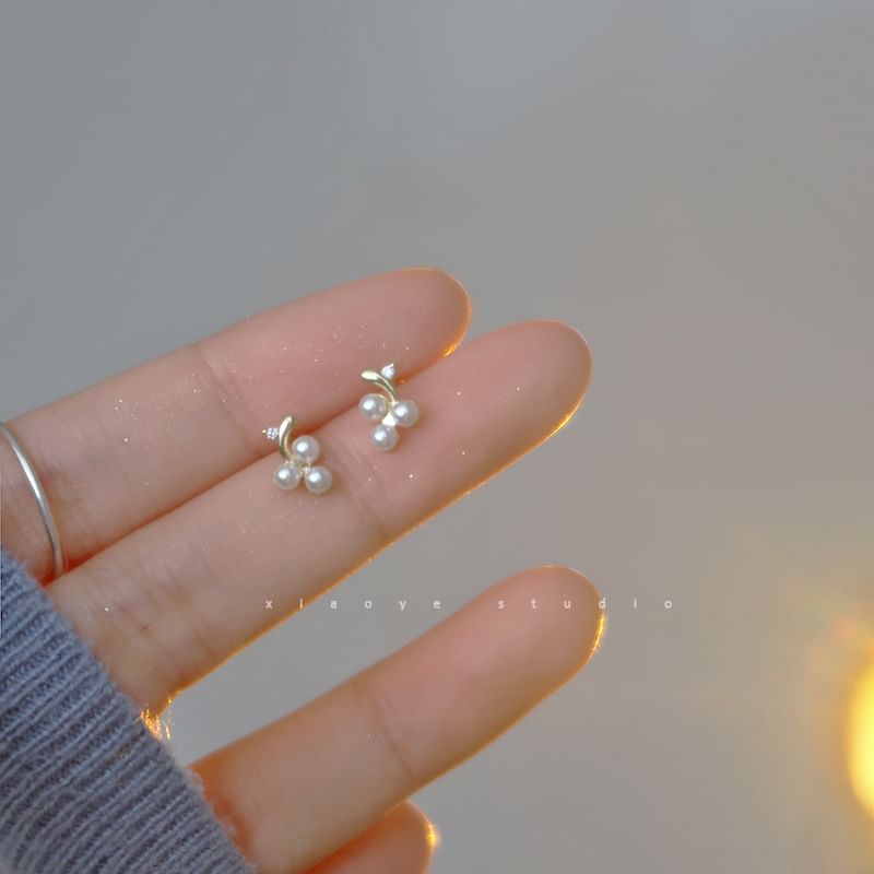 Earring Silver S925 Pearl Stud Sterling Faux