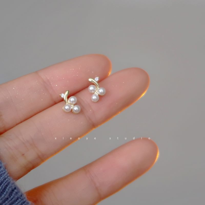 Earring Silver S925 Pearl Stud Sterling Faux