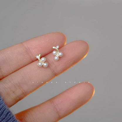 Earring Silver S925 Pearl Stud Sterling Faux