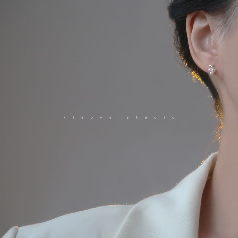 Earring Silver S925 Pearl Stud Sterling Faux